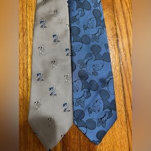 2 Vintage Disney Balancine The Tie Works Mickey Mouse Polyester Necktie